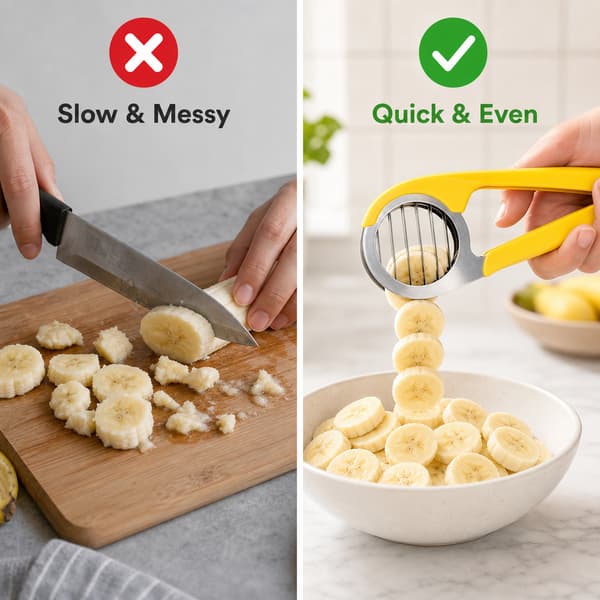 3-pack bananskärare och frukthackare för snabb köksförberedelse, gul gul yellow