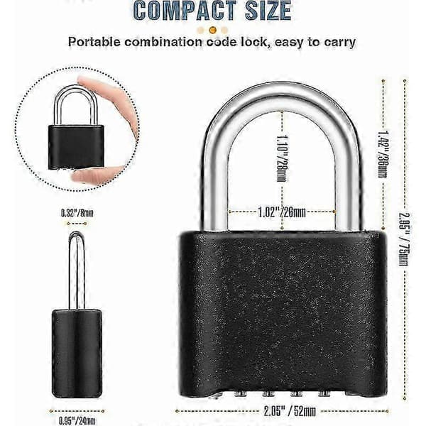 4-digit Combination Lock, 1 Waterproof Outdoor Combination Lock, Zinc Alloy Combination Lock, Robust 8mm Lock