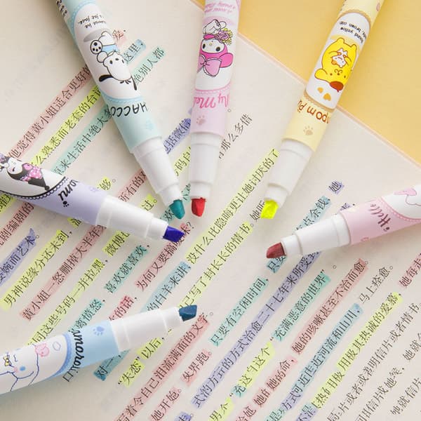e Sanrio Highlighter 6-pakke med farvede kvalitetspenne