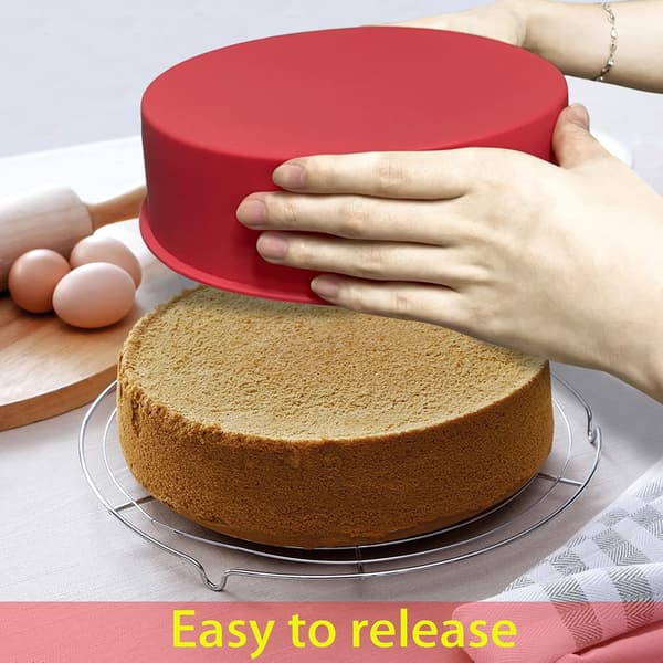 2 stk 8 tommer kageforme til bagning, silikoneforme runde kageforme bageforme non-stick hurtig udløsning egnet bageplade til muffins buddinger brød 8 tommer 8 inch