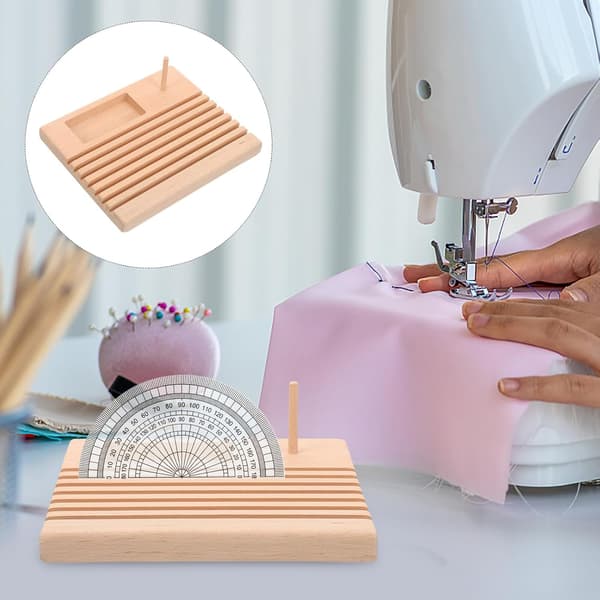Linjalstativ i tre for quilte-linjalstativ, solid spoleoppbevaring for broderitrådholder og husholdningstrådspole