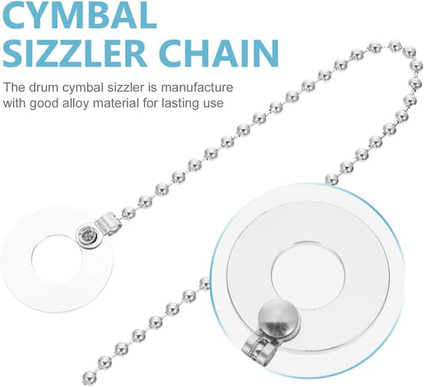 Professional Silver Cymbal Sizzler Chain for Drum Cymbals, Alloy Extension Accessory