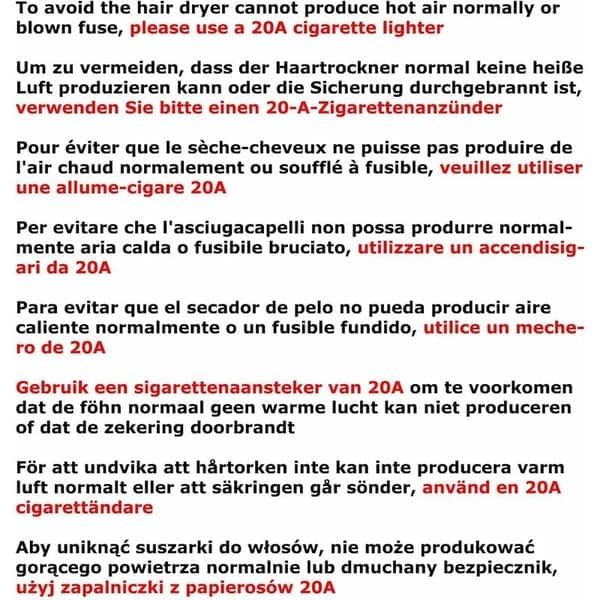 Orchid-220W 12V Mini Vikbar Bilavfrostare Justerbar Värme Hårtork med 2 Hastighetskontroller