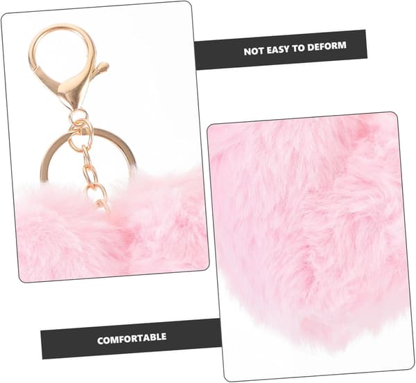 10 stk. hjerteformede pompom-nøgleringe, nøglering i imiteret kaninpels til kvinder, bløde, fluffy håndtasketilbehør