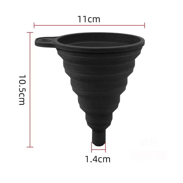 Kitchen funnel, foldable kitchen funnel in food-grade silicone (black)