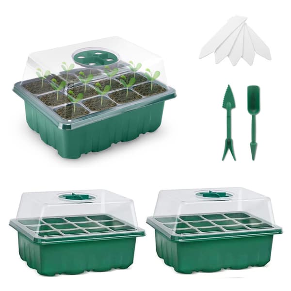 Seed Starter Tray with Humidity Dome, Durable Material Seed Starter Kit for Indoor Greenhouse Growing, Adjustable Humidity Dome Visible Clear