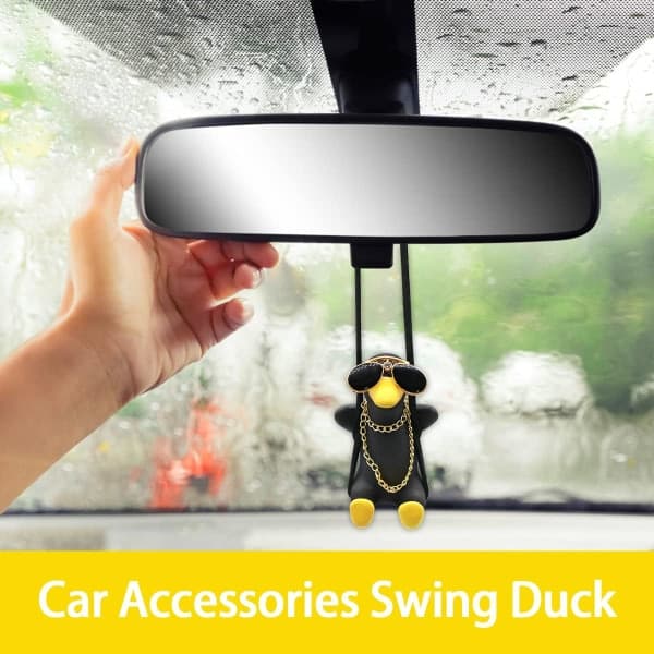 (Sort) Biltilbehør Swing Duck, Svingende Bilpynt, Bil A