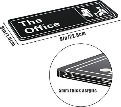 3 Acrylic Office Signs, Self-Adhesive Signs, Easy to Mount, 8x23cm (Black and White)