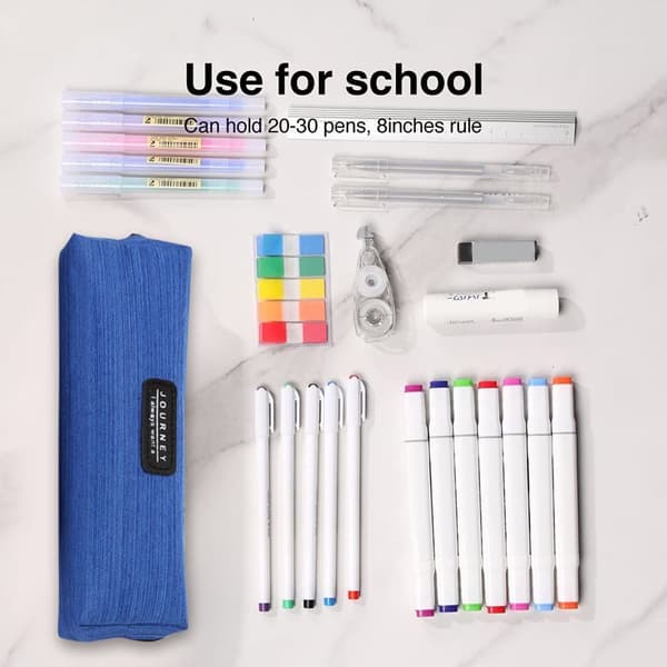 Creative Simple Pencil Case in Royal Blue Striped Oxford Fabric KLB