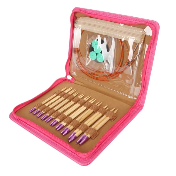 10 Pairs Circular Knitting Needles Interchangeable Ergonomic Handles Crochet Hooks Set with Storage Bag