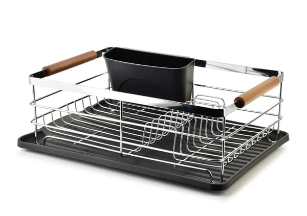 BASIC KITCHEN Opvaskestativ i krom, 44x31,8 cm med plastikbund
