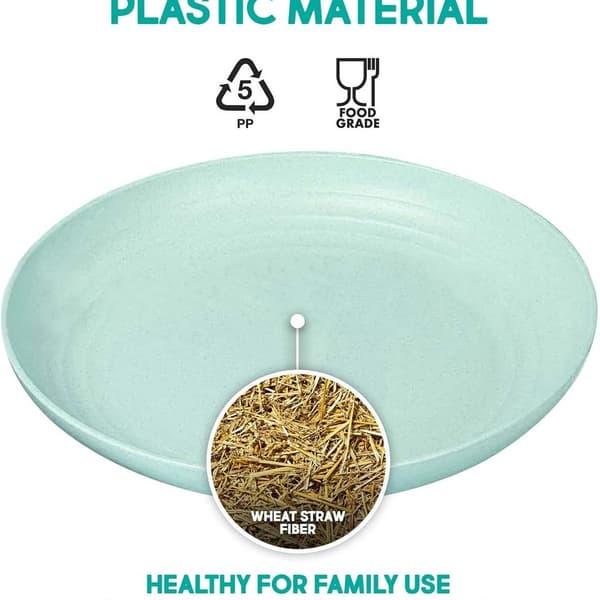 Wheat Straw Plates/4pcs 20cm Biodegradable Healthy Unbreakable Tableware Plates KLB