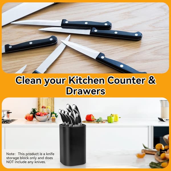 1 pc Knife Holder without Knives, Empty Kitchen Knife Block, Universal Black Knife Holder, Kitchen Knife Rack, Storage for Kitchen Knives
