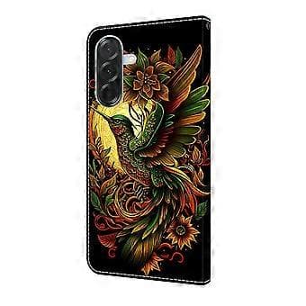 Läderfodral med mönstertryck, plånboksställ och flipfodral för Samsung Galaxy S24 FE