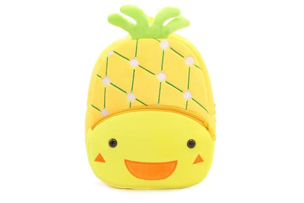 Söt tecknad gul ananas-skolryggsäck för barn