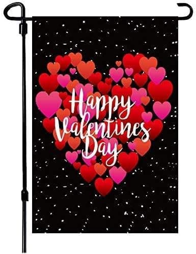 2 stk 30x45cm Valentinsdag Flagg Valentinhjerte Hageflagg Dobbeltsidig Utskrift Jute Valentins Flagg for Ditt Valg