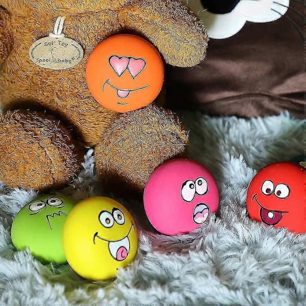 Smile Face Hund Pibelegetøj Bløde Latex Pibebolde Til Hvalpe Små Mellemstore Hunde 6 Stk./sæt