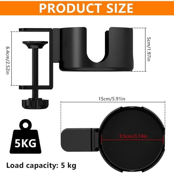 Adjustable Cup Holder, Bottle Holder, for Home, Office, Black