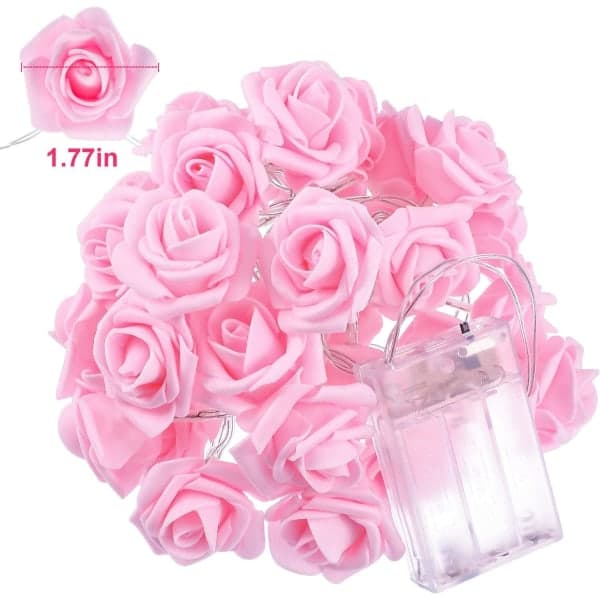 20 LED lyskæder, pink rose