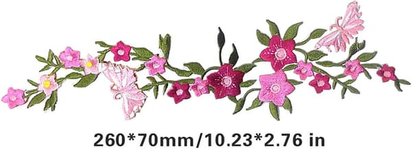 2 st Nya Fjärilar Blomma Broderade Märken, Blommig Spets Fab