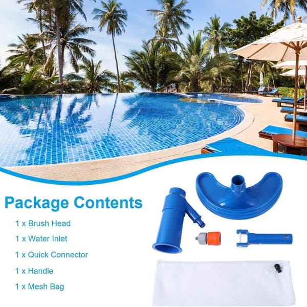 Mini Jet Pool Vacuum Cleaner with Portable Quick Cleaning Suction Nozzle with Brush and Scrubber