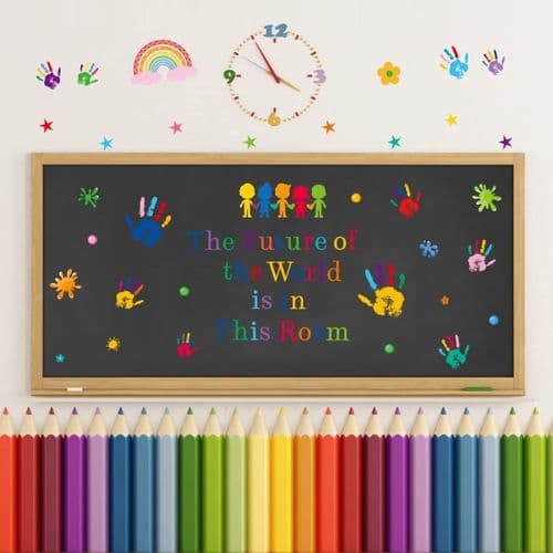 Wall decorations for children, handprints. Inspirational wall decals for the classroom