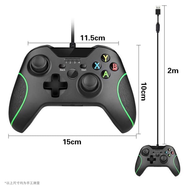 Kablet kontroller for Xbox One, dobbel vibrasjon USB Xbox One kablet spillkontroller for Xbox One PC Windows 7/8/10 (svart)