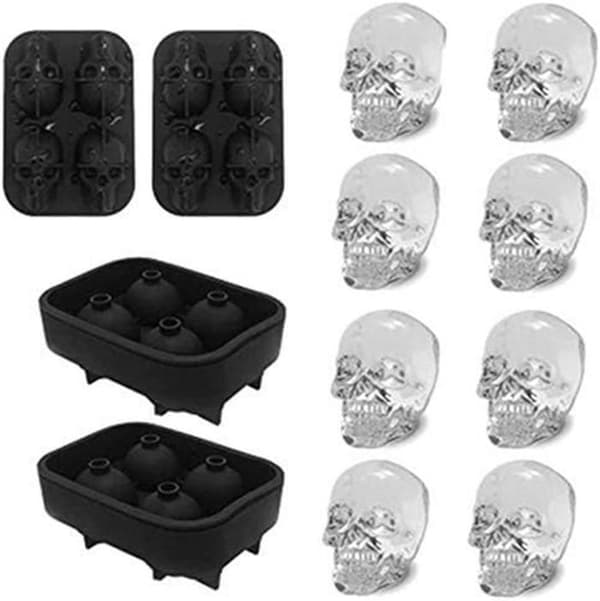 Skull Ice Cube Mold, 2 Pieces Super Flexible Silicone Skull Ice Cube Mold 3D Skull Ice Cube Mold Whiskey.