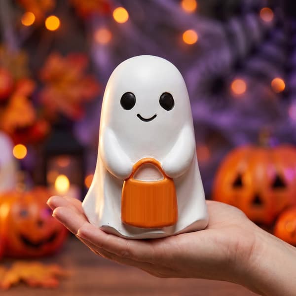 Mini Halloween-figur med græskar, sød harpiksstatue, borddekoration til hjem, kontor, efterårsfest