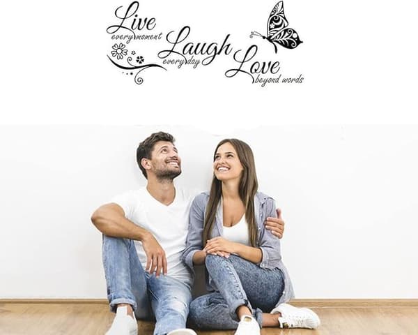 Vinylväggdekorationskonst Live Every Moment Laugh Every Day Love Beyond Words Väggdekor