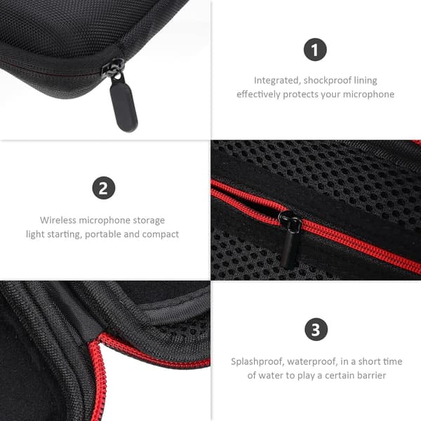 Wireless Microphone Bag, Black Canvas Microphone Storage Pouch with Shockproof Protection