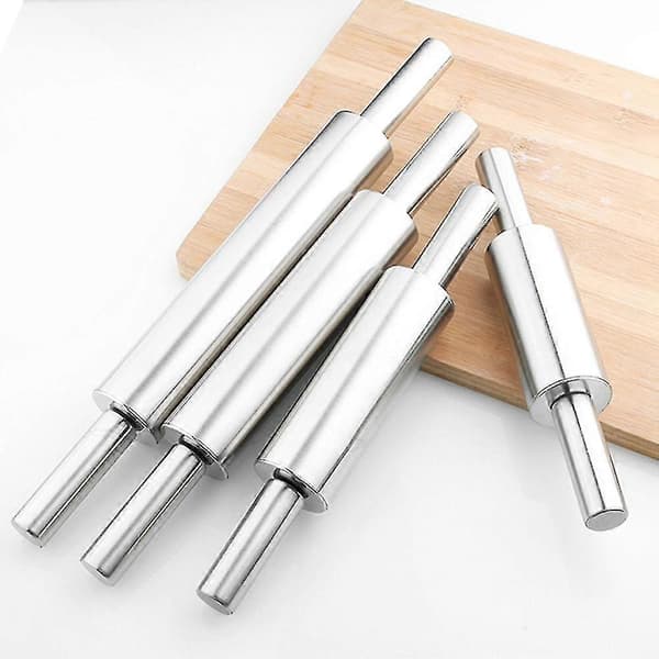 Rolling Pin with Handle, 38 cm Stainless Steel Rolling Pin, Non-Stick Pizza Dough Roller for Baking, Cookies, Chapati