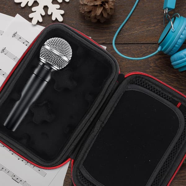 Wireless Microphone Bag, Black Canvas Microphone Storage Pouch with Shockproof Protection