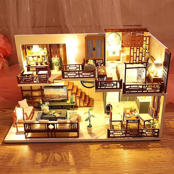 Cutebee DIY Dockskåp Trä Dockskåp Miniatyr Dockskåp Möbelset Leksaker För Barn Nyår Julklapp Casa M025 L30c