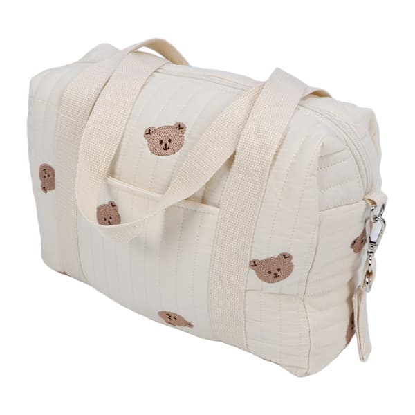 Multifunctional Stroller Bag Embroidery Zipper Reusable Handbag Diaper Bag Bear Bag
