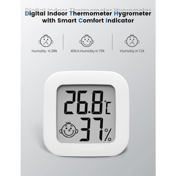 Mini High-Precision Digital Thermometer Hygrometer - Temperature and Humidity Meter - Comfort Level Indicator - Indoor