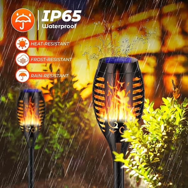 2-pak udendørs solcellelamper, udendørs solcellelamper med realistisk dynamisk flamme - solcellelamper til interiør, gangstier [Energiklasse G] 2 stk 2 stk 2pcs