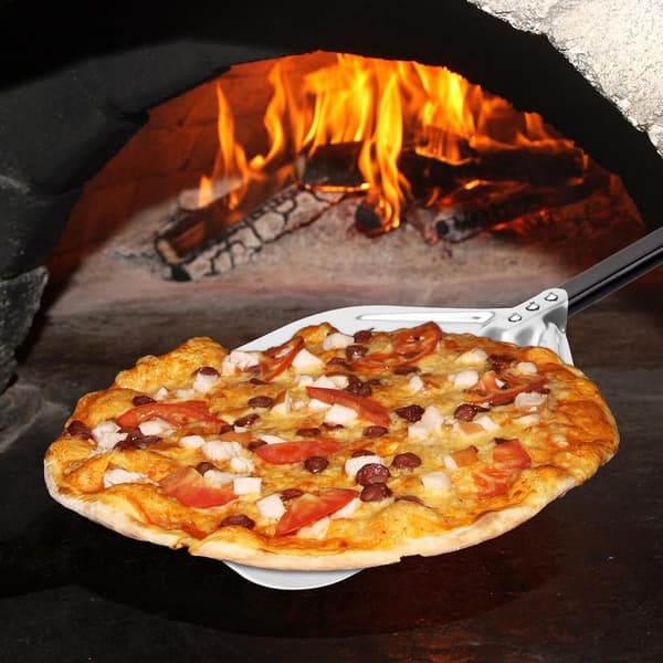 Pizzaspade 40 x 30 cm - Glir lett på pizzasteinen - Perforert pizzaspade med stor overflate og avtakbart håndtak