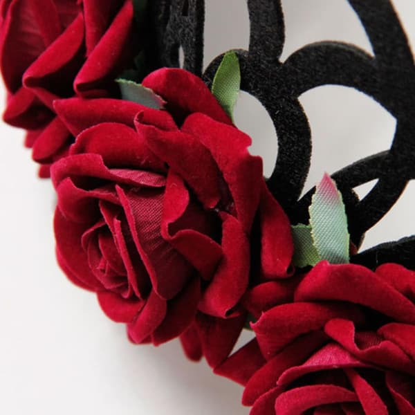 Rose Crown Garland Pannebånd Blomsterhodeplagg Justerbart Stoff Rødt