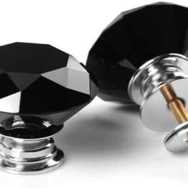 10 st/Diameter 30 mm Svart Kristall Dörrknopp Knopp Skåp Låda Möbler