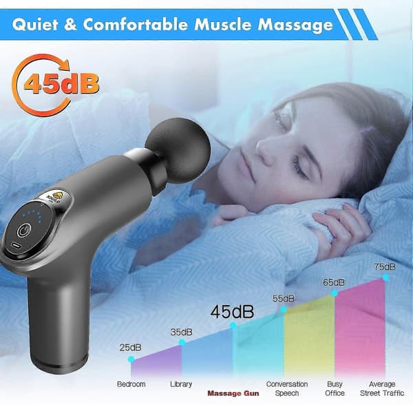 Massagepistol med 4 massagehoveder (grå - 12 hastigheder)
