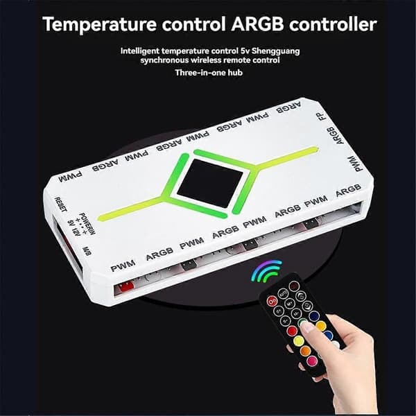 5V 3-bens ARGB-controller køleventilatorhub PWM ARGB-ventilatorhub sort (FMY)