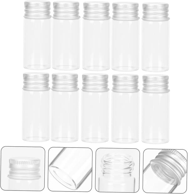 10 st 10 ml glasflaskor av medicinsk kvalitet med skruvkorkar i aluminium