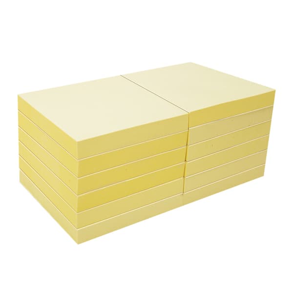 Sticky notes, 12-pak, 76x76 mm, 100 ark pr. blok, i alt 1200 stk, gule