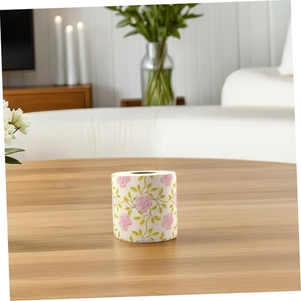 Printed Bamboo Pulp Toilet Paper with Floral Pattern, Bathroom Novelty