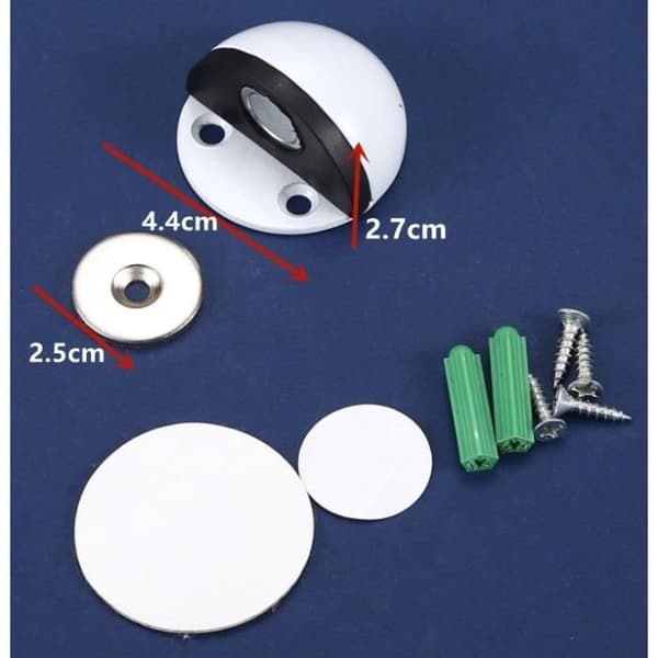(Sølv) Magnetisk dørstopper, selvklebende dørstopper i rustfritt stål, med monteringsskruer, 3M-lim, for å beskytte døren, 4 stk.