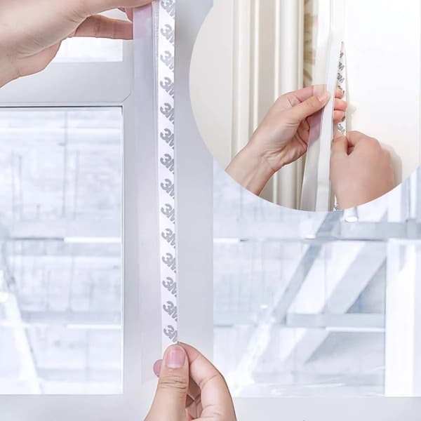 Silicone Sealing Strip Self-Adhesive Soundproof Draft Stopper for Doors and Windows Clear 35 mm High transparency 35 mm High transparency