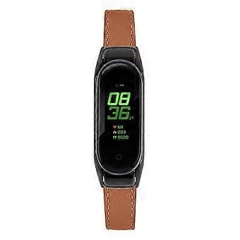 For Xiaomi Smart Band 8 Genuine Leather Strap with Black Watch Case Style P Style P