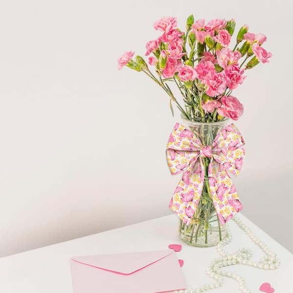Floral Butterfly Wired Ribbon - Spring Gift Wrapping Ribbon, Decorative Ribbon