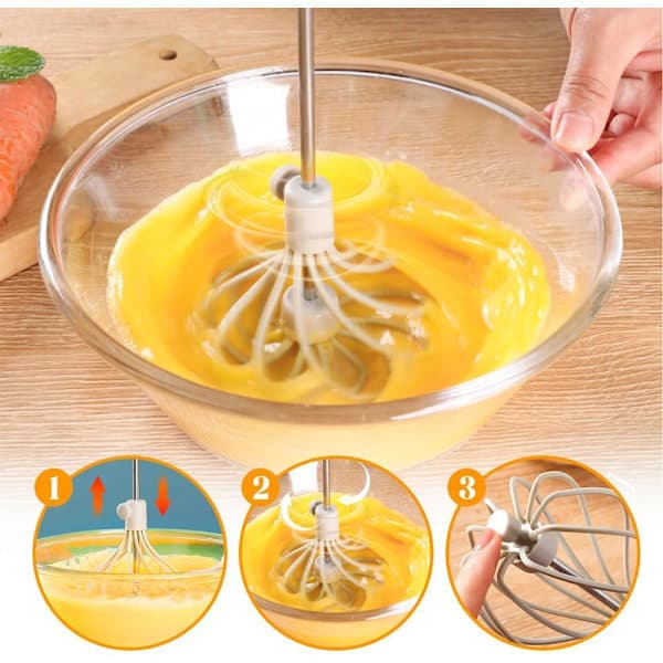 Semi-automatic stainless steel egg whisk, adjustable, small household whisk for manual rotation